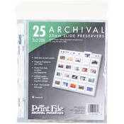 Archival Storage Page for Slides, 35mm (2x2 ), Holds 20 Slides, Top Load, Heavyweight (8 Mil), Clear Back   Pack of 25