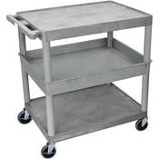 32x24  HD Utility Cart 3 Shelf (Gray)   Flat Top Bottom Shelf