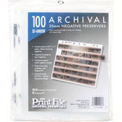 Archival Storage Page for Negatives, 35mm, 6 Strips of 7 Frames (Hanger or Binder)   100 Pack