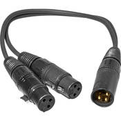 3 Pin XLR Male to Two 3 Pin XLR Female Y Cable   1