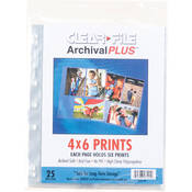 Archival Plus Print Page, Holds Six 4 x 6  Prints   25 Pack