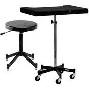 Tony Posing Table and Stool with Gliders or Casters
