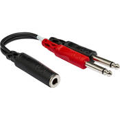Stereo 1 4  Female to 2 Mono 1 4  Male Y Cable   6 in