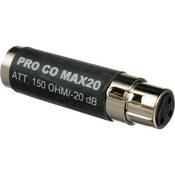 MAX20 In Line Pad with 20 dB of Mic Attenuation   XLR Barrel