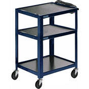 Steel Adjustable Height AV Cart with Three Shelves (Royal Blue)