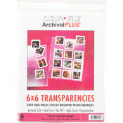 Archival Plus Storage Page for Slides, 6x6cm, 6x7cm (120), Holds 12 Slides, Top Load, Clear Back   25 Pack