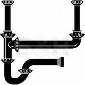 ABS Dual Drain Waste Set (Black) Two Tail Pieces, Dual Waste Outlet & P Trap