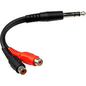 Stereo 1 4  Phone Male to Two RCA Female Y Cable   6