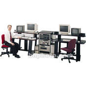 E4695 Two Person Multipurpose Digital Desk with 35  Vertical Equipment Rack
