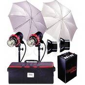 2405 CX 2 CC Head Air Travel System   Includes: 2405CX   2400 W S Power Pack, 2 202VF CC Flash Heads, Reflectors, Light Stands, Umbrellas, Sync Cord,  Case