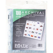 Archival Storage Page for Slides, 35mm (2x2 ), Holds 20 Slides, Top Load, Heavyweight (8 Mil), Clear Back (Hanger Only)   100 Pack