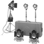 Teenie Weenie Tungsten Light Kit   consists of: 3 Teenie Weenie 600W Open Face Lights, Barndoors, Stands, Case   NO Bulbs   1800 Total Watts