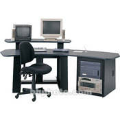 E4580 94  Wide Single Pedestal Digital Desk with Riser (Blue)