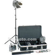 Rembrandt Piccolo Fresnel 200W HMI 2 Light Kit   consists of: 2  200W HMI Heads, Electronic Ballasts, Cables, Barndoors, Scrims, Bulbs, Light Stands, Case   400 Total Watts (90 265V AC)
