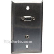 WPL1154 One Gang Wall Plate with Female HD 15 and Female 3.5mm Mini Connectors