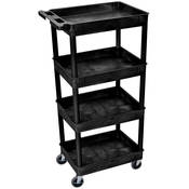 STC1111 24 x 18  Four Shelf Heavy duty Utility Cart (Black)