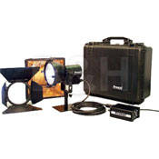 SSGK1 200AC 200 Watt Super Sun Gun HMI 1 Light Kit   consists of: 1 Super Sun Gun, AC Dimmable Ballast, Barndoors, HMI Bulb, Softbox, Filters, Case   200 Total Watts
