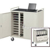 UL Listed Laptop Notebook Computer Cart (42.5 x 24.0 x 47.5 ) with a Perforated Cabinet, 5  Casters, a Timer & Two 15 Outlet Electrical Units for Storing Charging up to 30 Computers [FULLY ASSEMBLED VERSION]