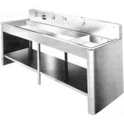 2 Compartment Stainless Steel Graphic Arts Tray Processing Sink with Vinyl Clad Steel Stand & Shelf (80x20x5 )