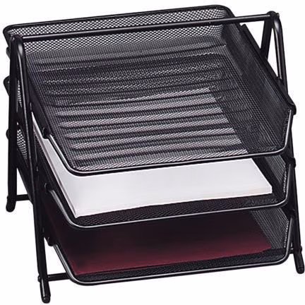 TRAY THREE TIER MESH BK