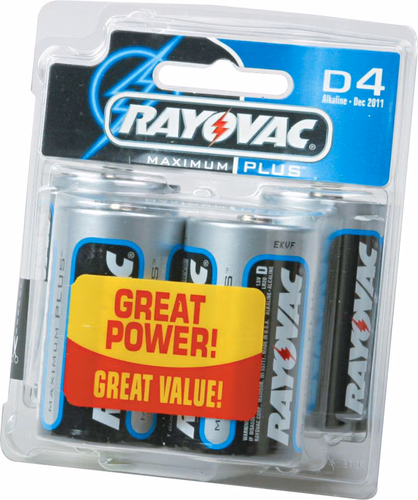 BATTERY ALKALINE D 4/PK