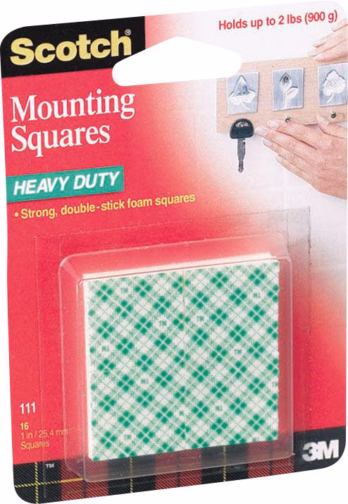 3M 1IN MOUNTING SQUARES 16CT