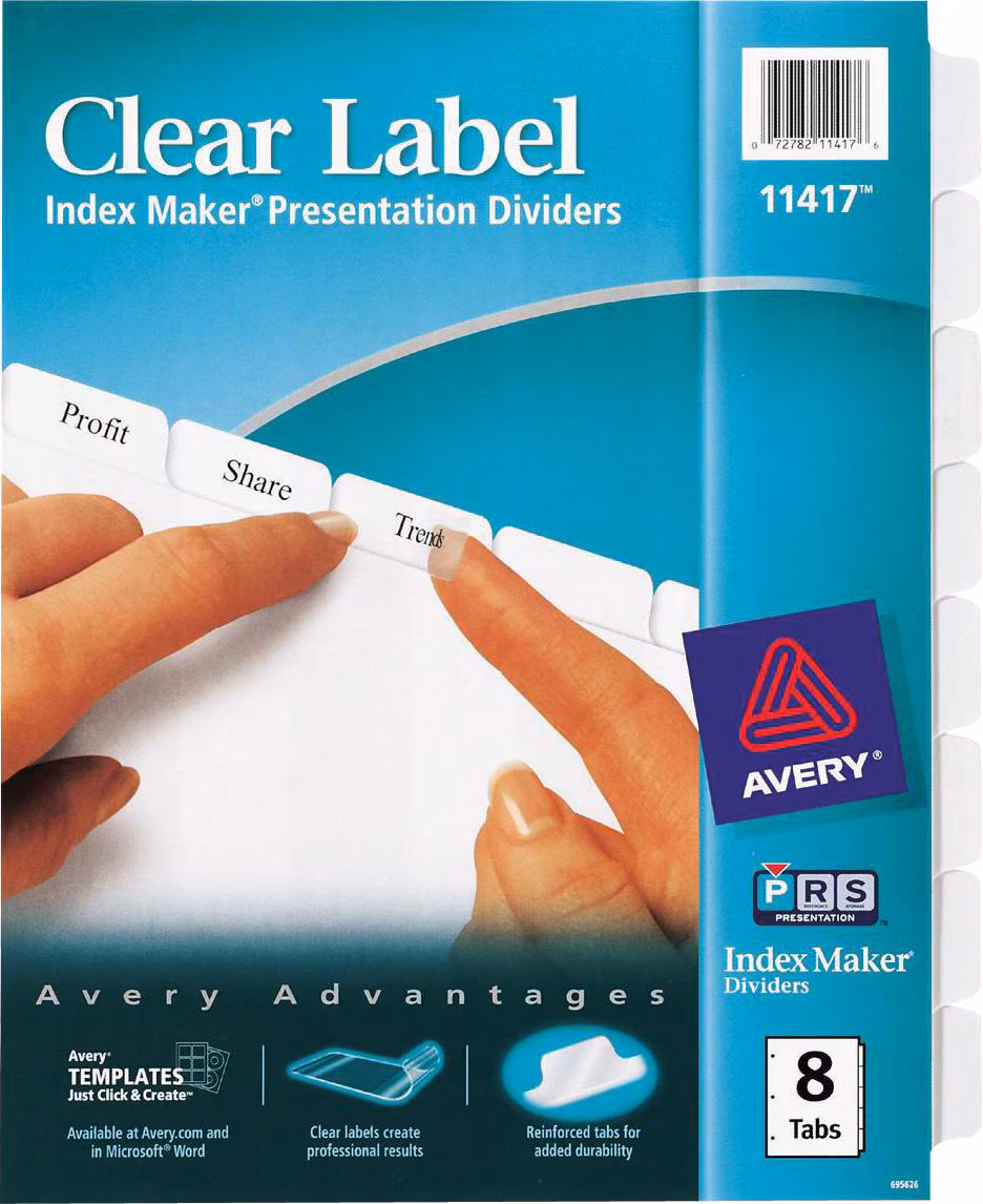 AVERY 8TAB CLEAR LABEL