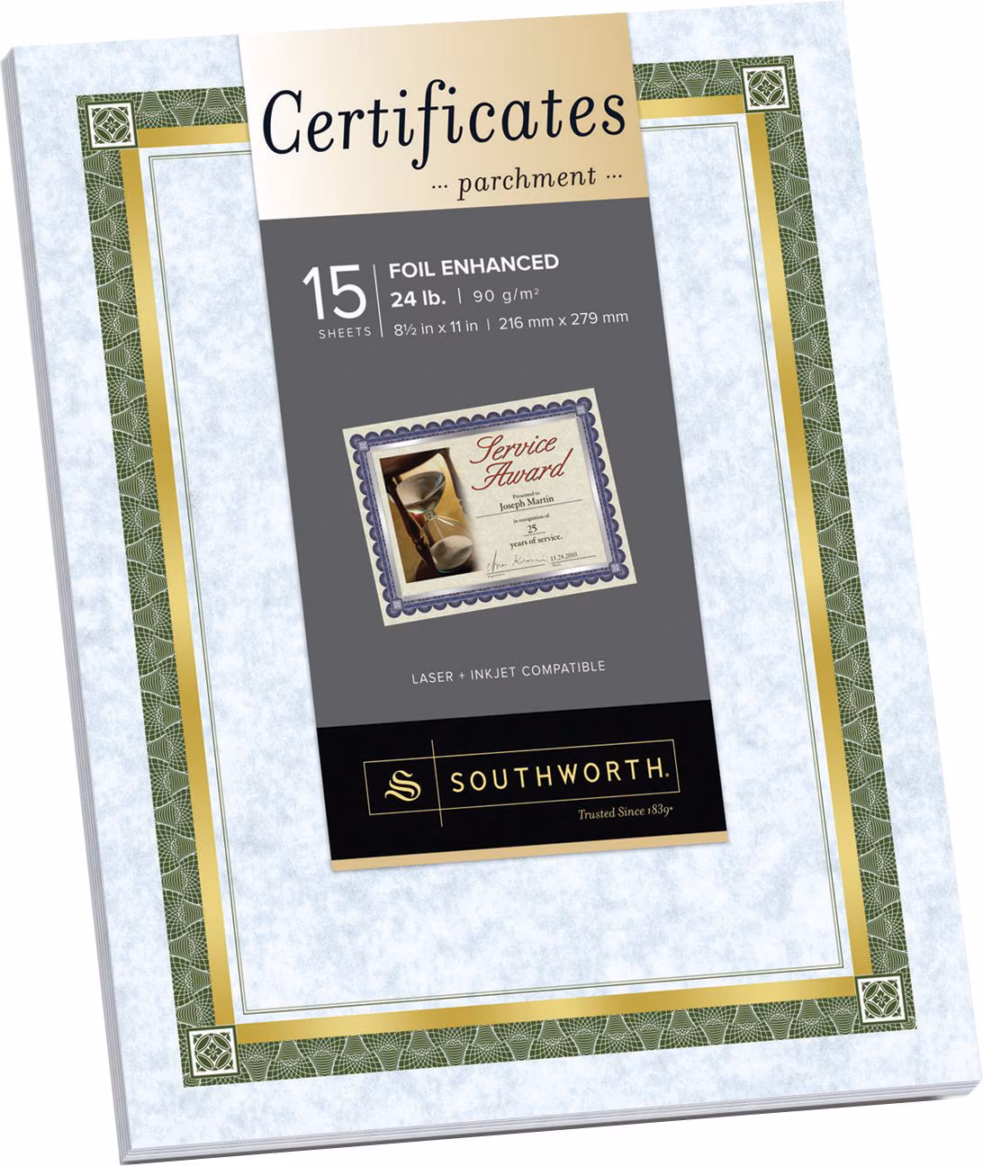 AWARD CERT GOLD 15/PK BE