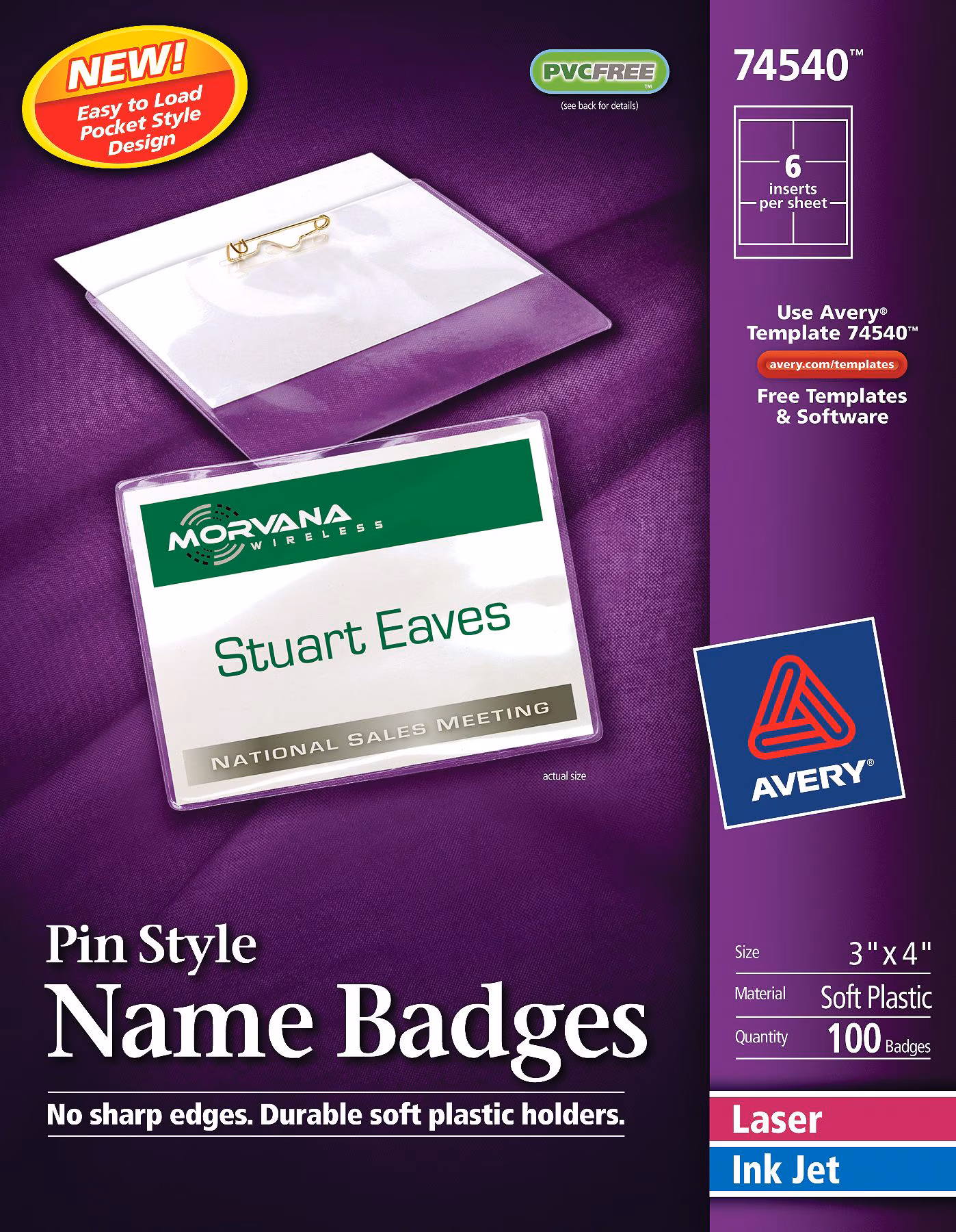BADGE LSR/IJ PIN SIDE LG100