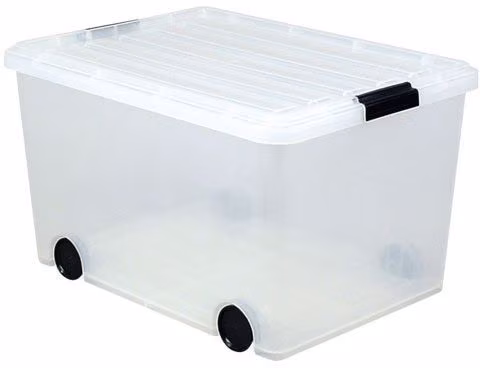 TOTE 56QT W/WHEELS & LID CL