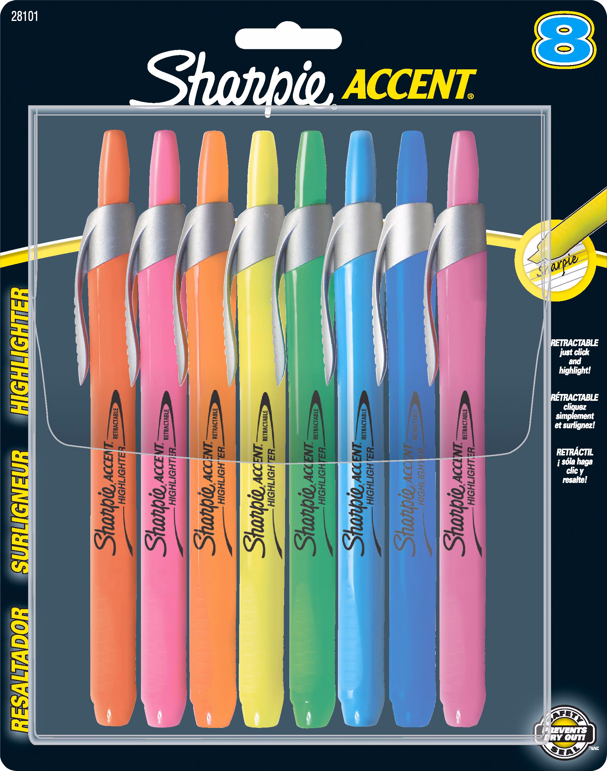 ACCENT RT HIGHLITER ASST 8PK