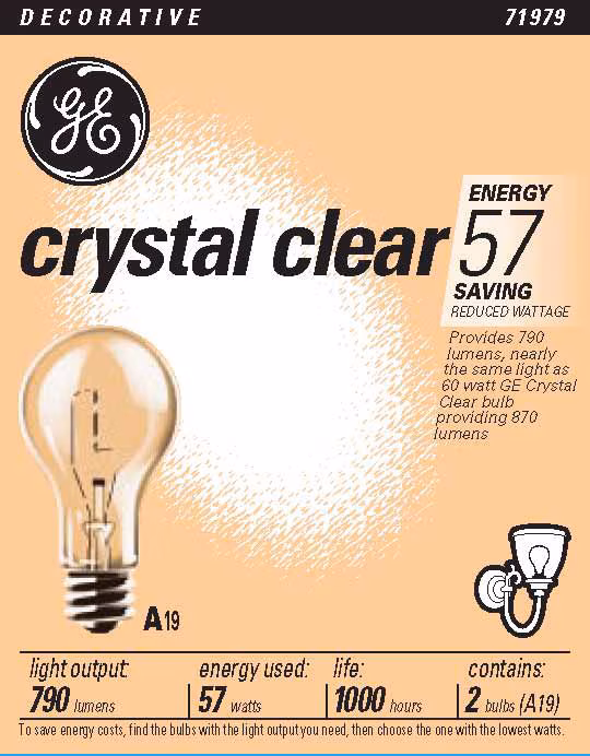 57W CLEAR BULB 2PK