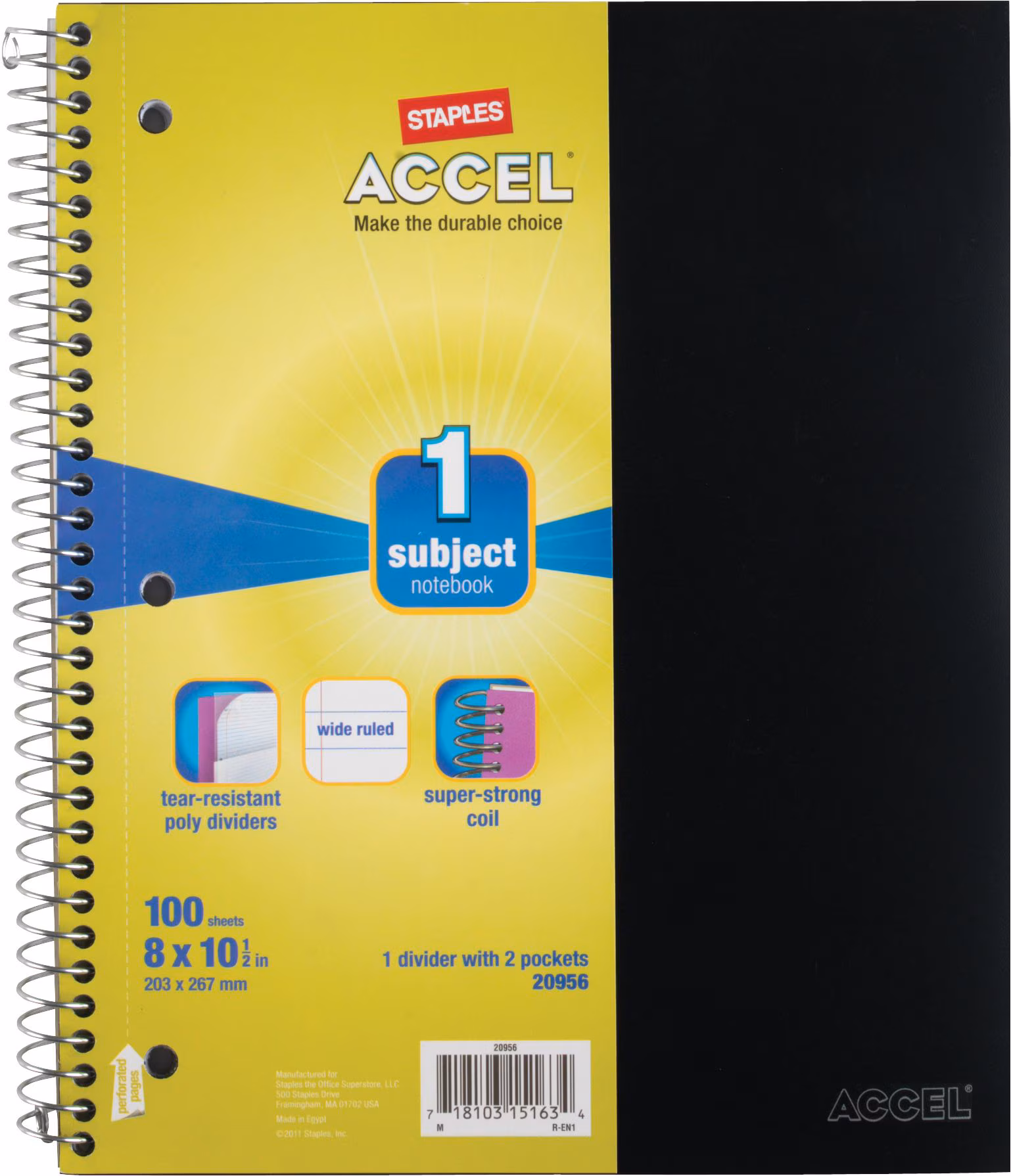 ACCEL 1SUB 8.5X11 CR BLACK