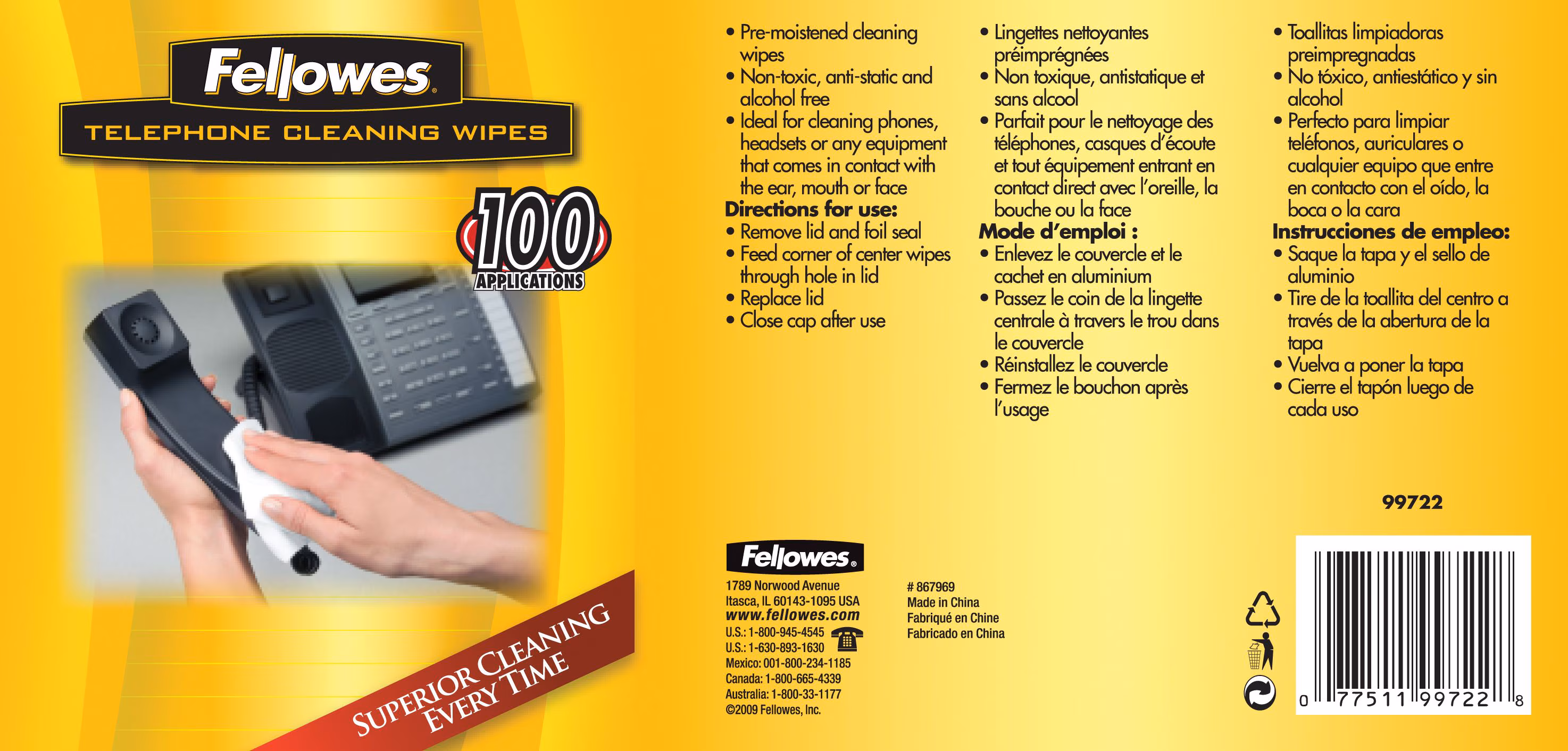 WIPES PHONE PREMOISTEND 100