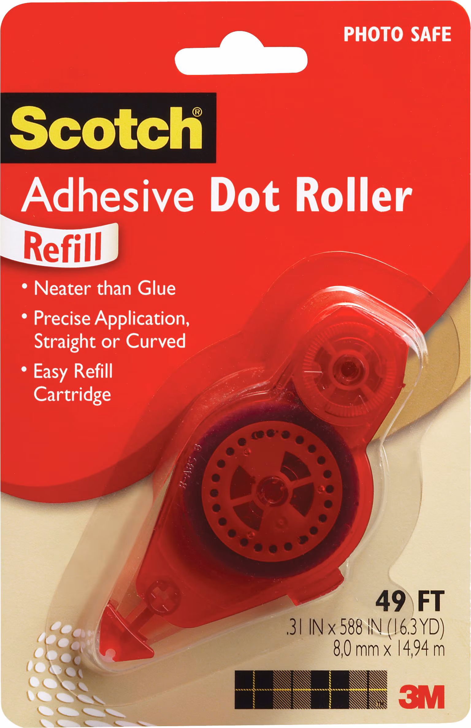 ADHESIVE ADH DOT ROLL WHT