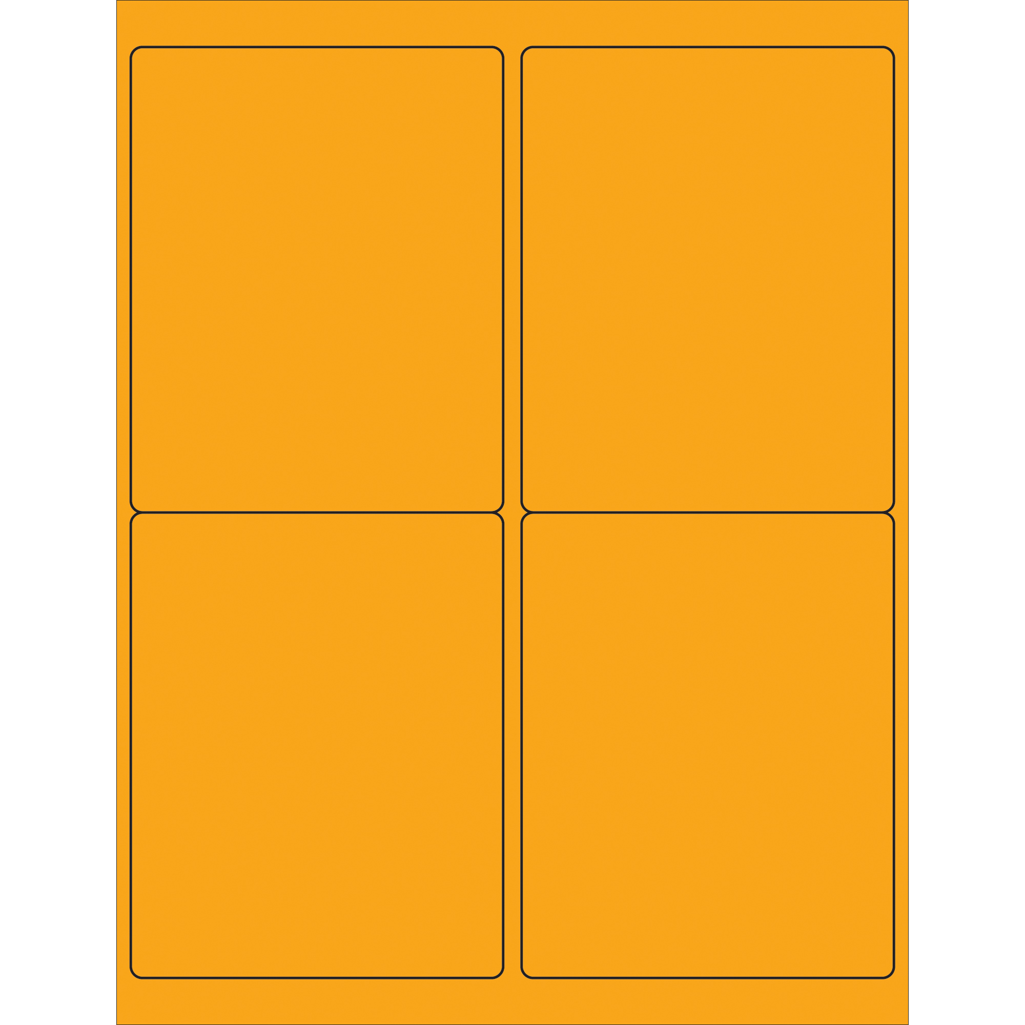 Tape Logic® Rectangle Laser Labels, 4" x 5", Fluorescent Orange, 400/Case