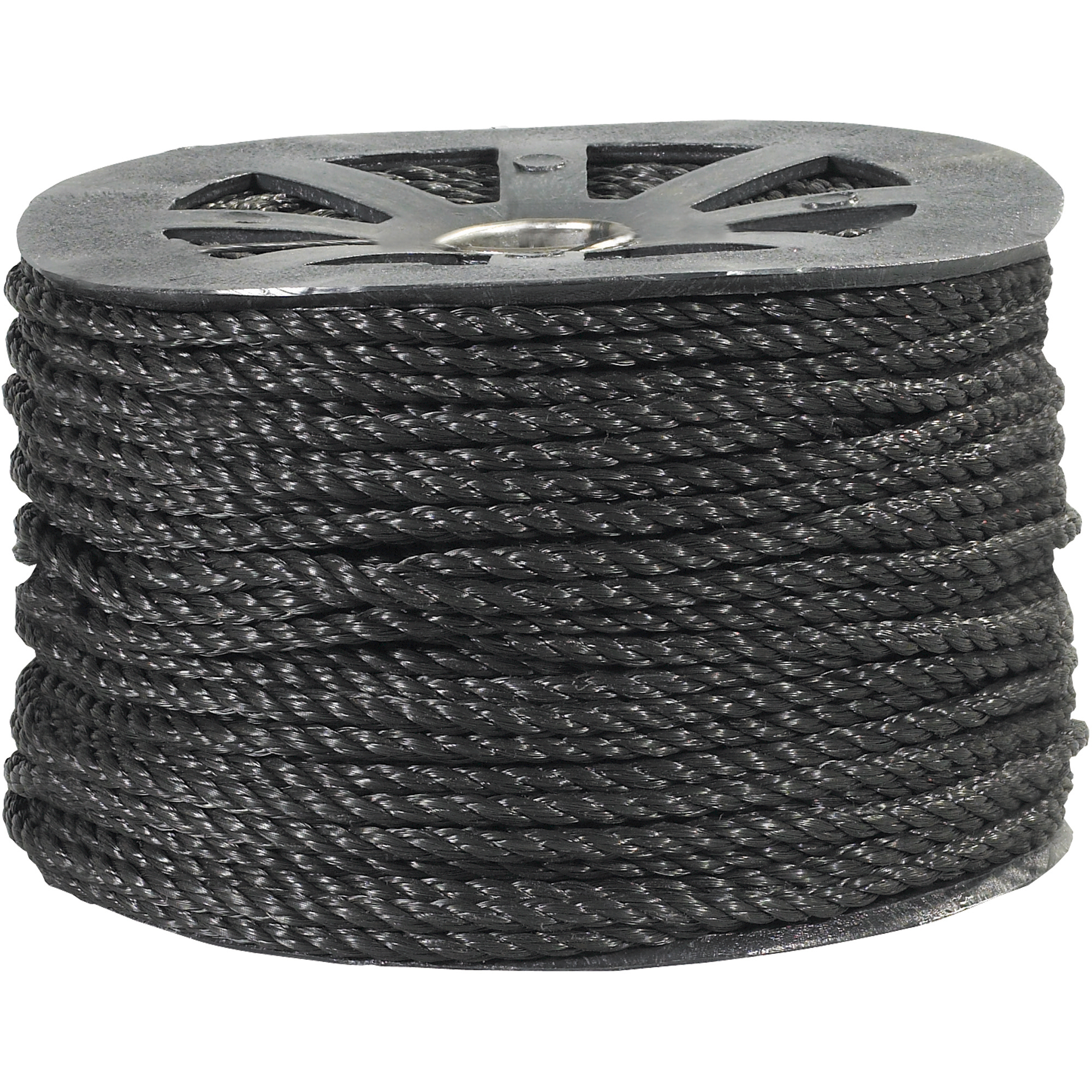 Twisted Polypropylene Rope, 1/4", 1,150 lb, Black, 600'/Case