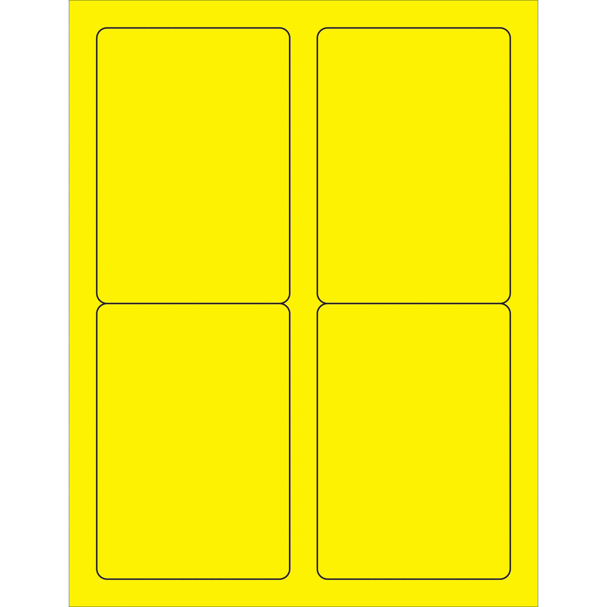 Tape Logic® Rectangle Laser Labels, 3 1/2" x 5", Fluorescent Yellow, 400/Case