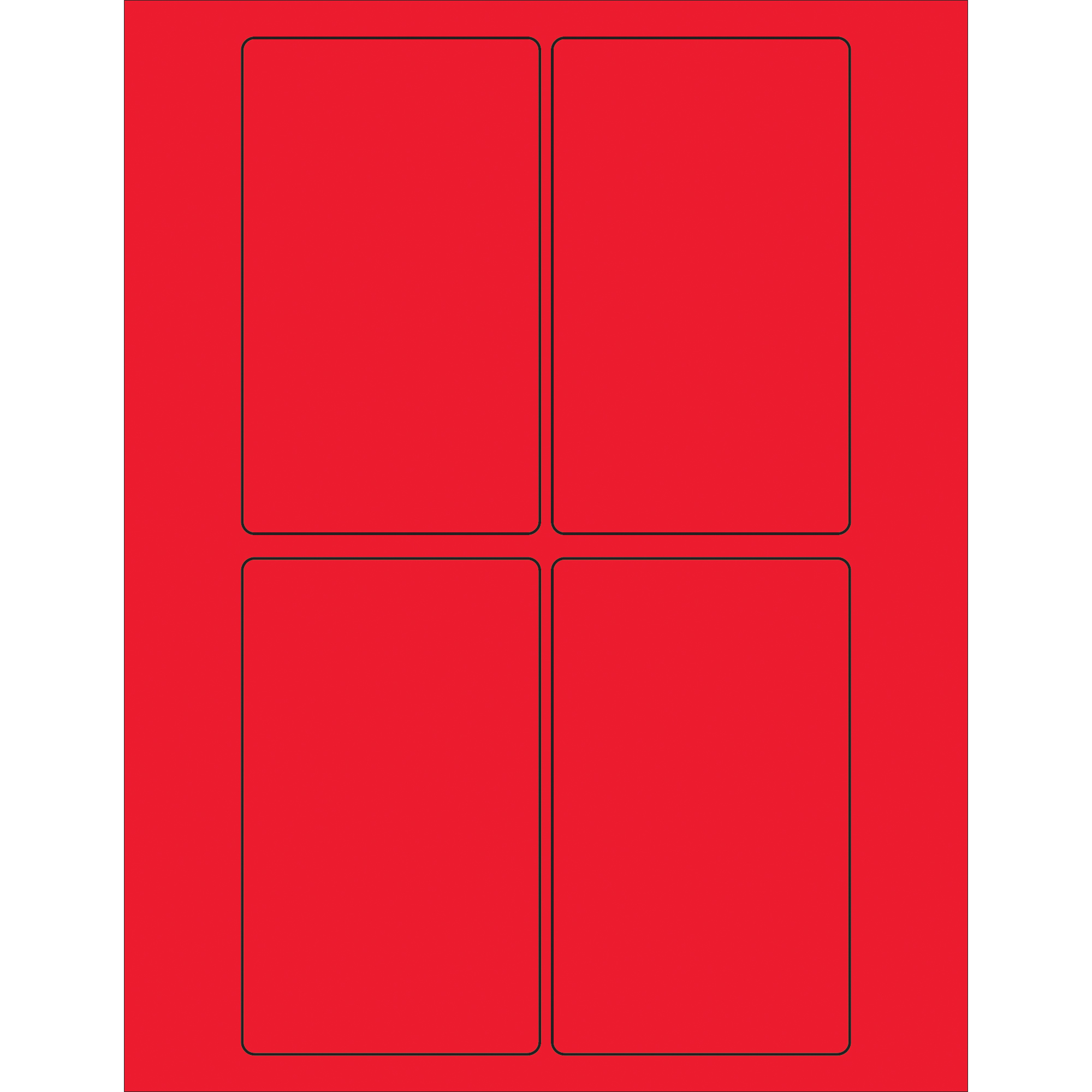 Tape Logic® Rectangle Laser Labels, 3" x 5", Fluorescent Red, 400/Case