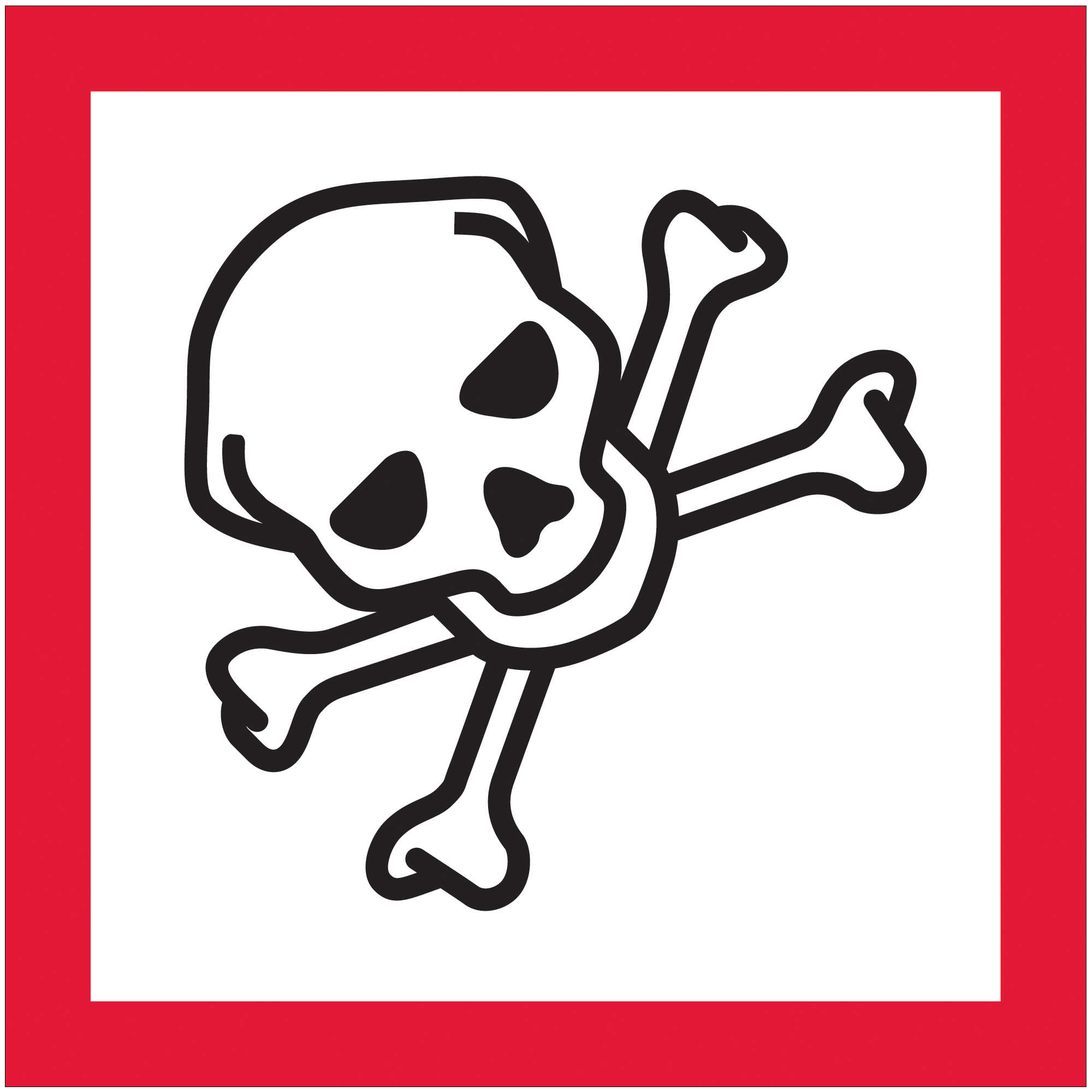 Tape Logic® Pictogram Labels, Skull and Crossbones, 1" x 1", Black/Red/White, 500/Roll