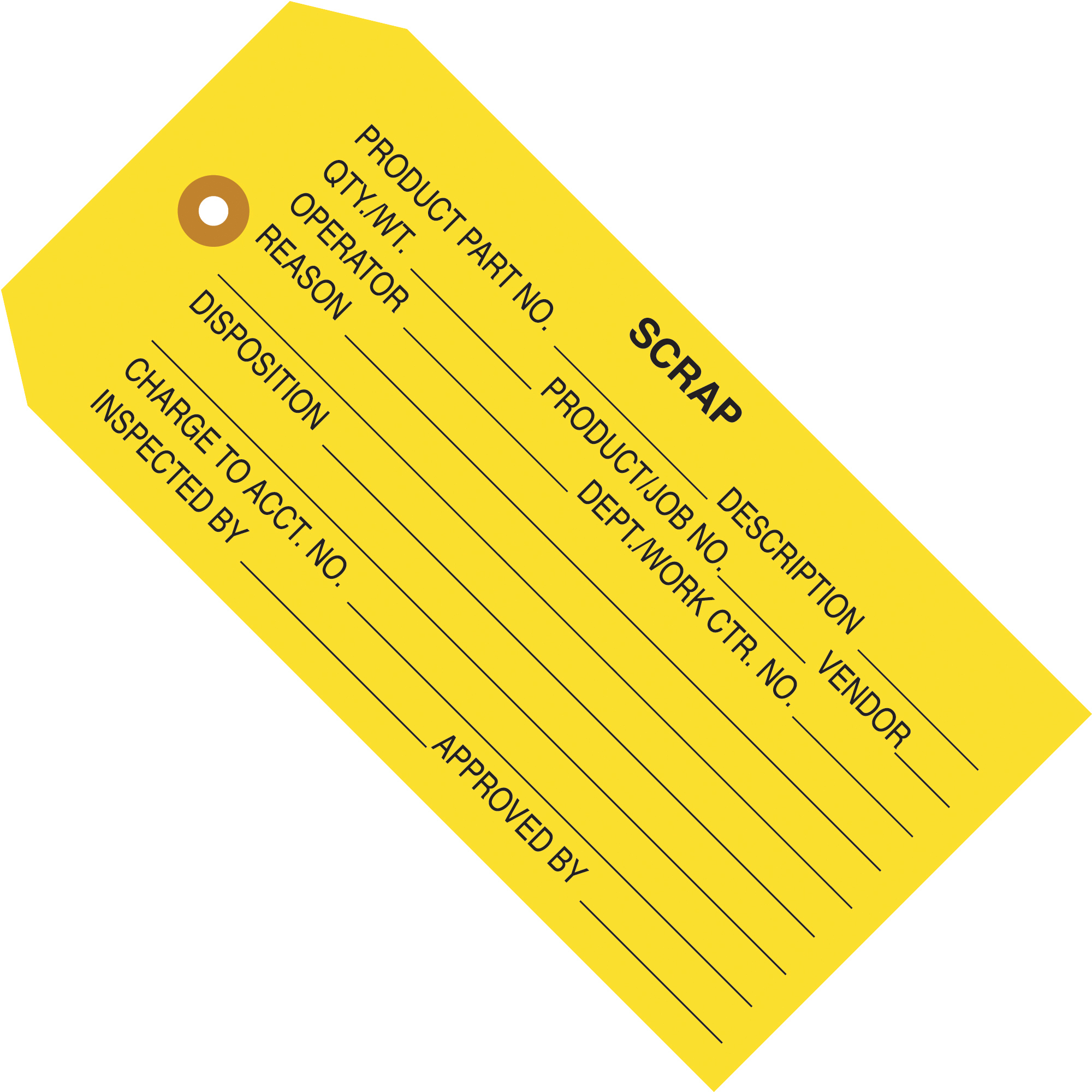 Inspection Tags, "Scrap", 4 3/4" x 2 3/8", Yellow, 1000/Case