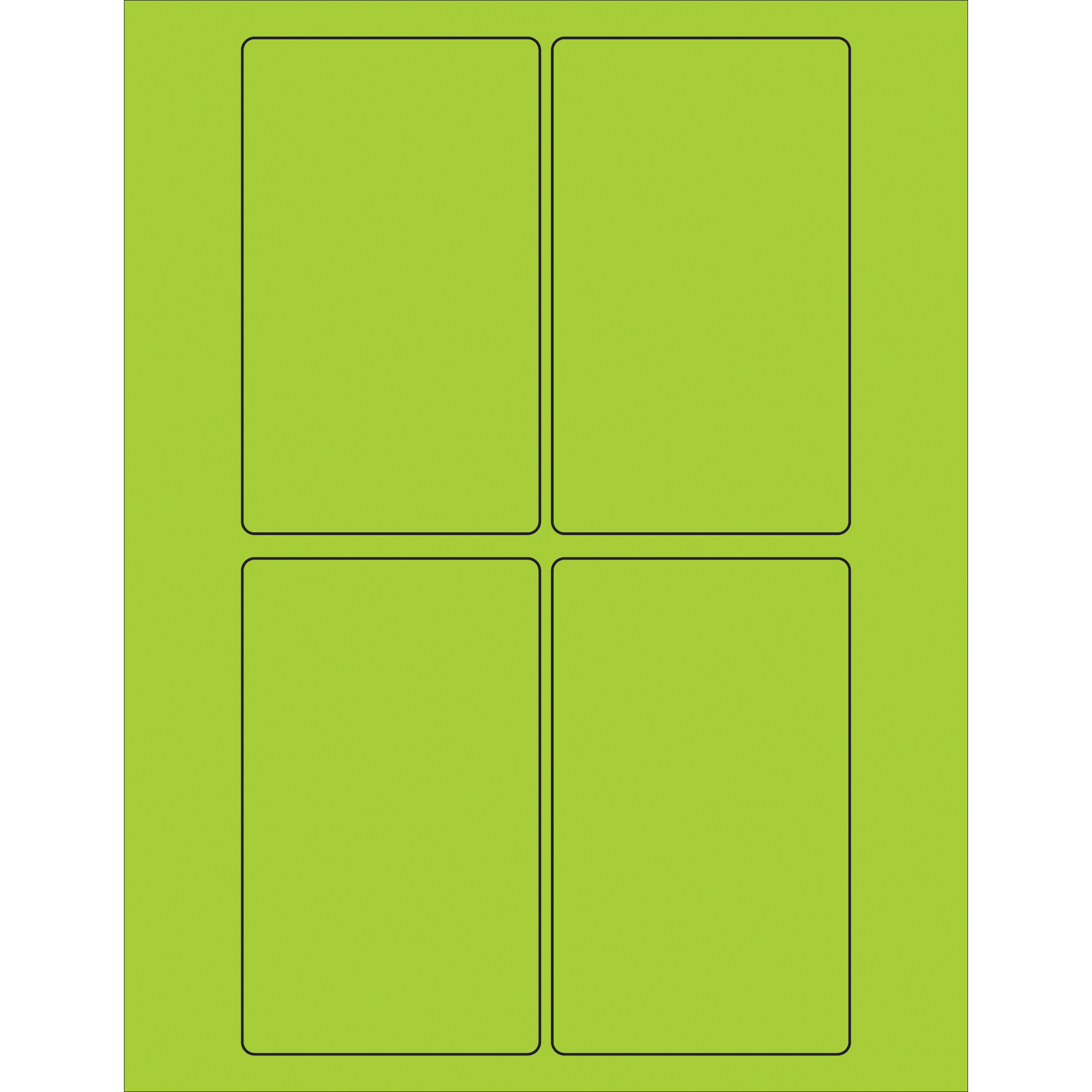 Tape Logic® Rectangle Laser Labels, 3" x 5", Fluorescent Green, 400/Case