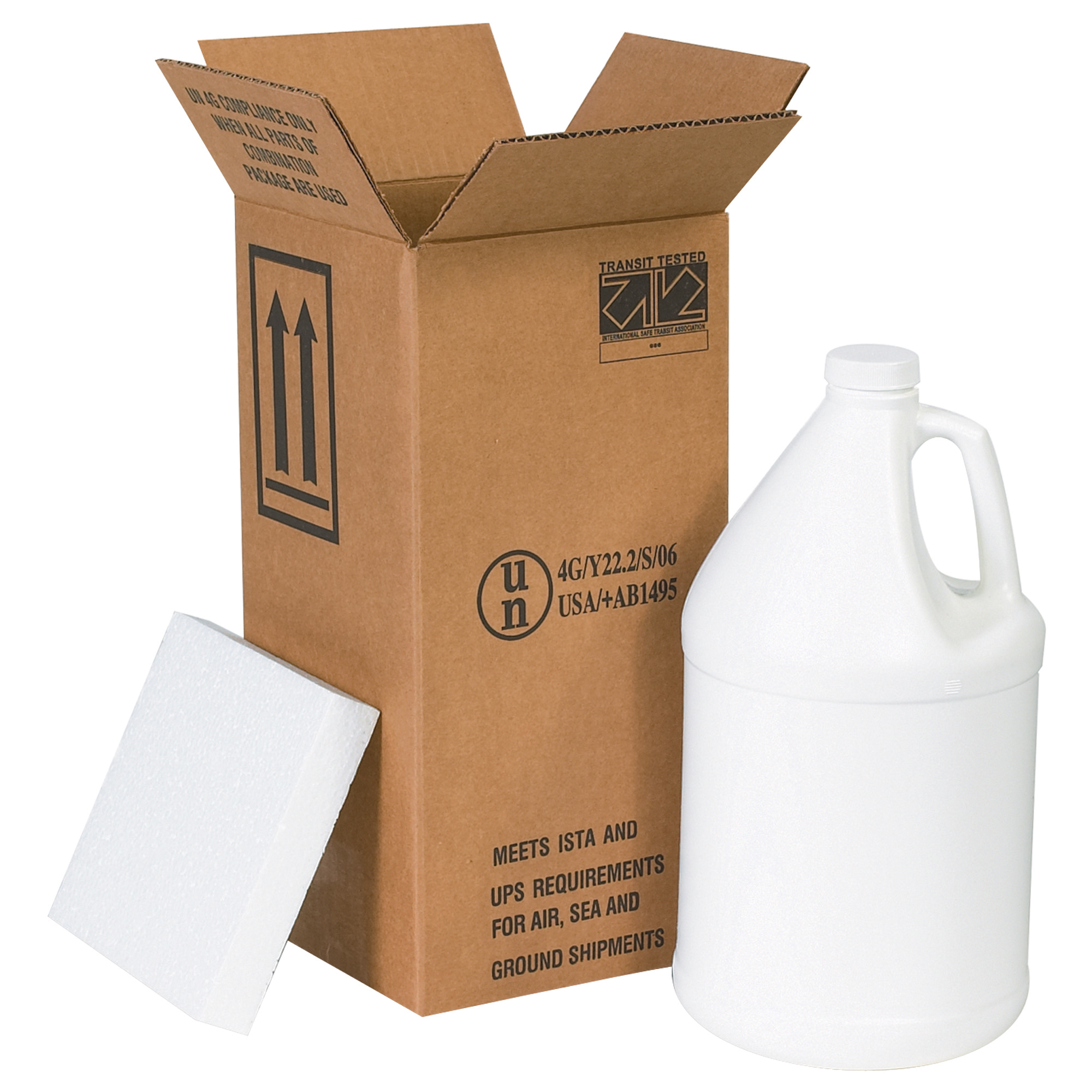Plastic Jug Shipper Kit, 1 - 1 Gallon, 6" x 6" x 12 3/4", Kraft, 1/Each
