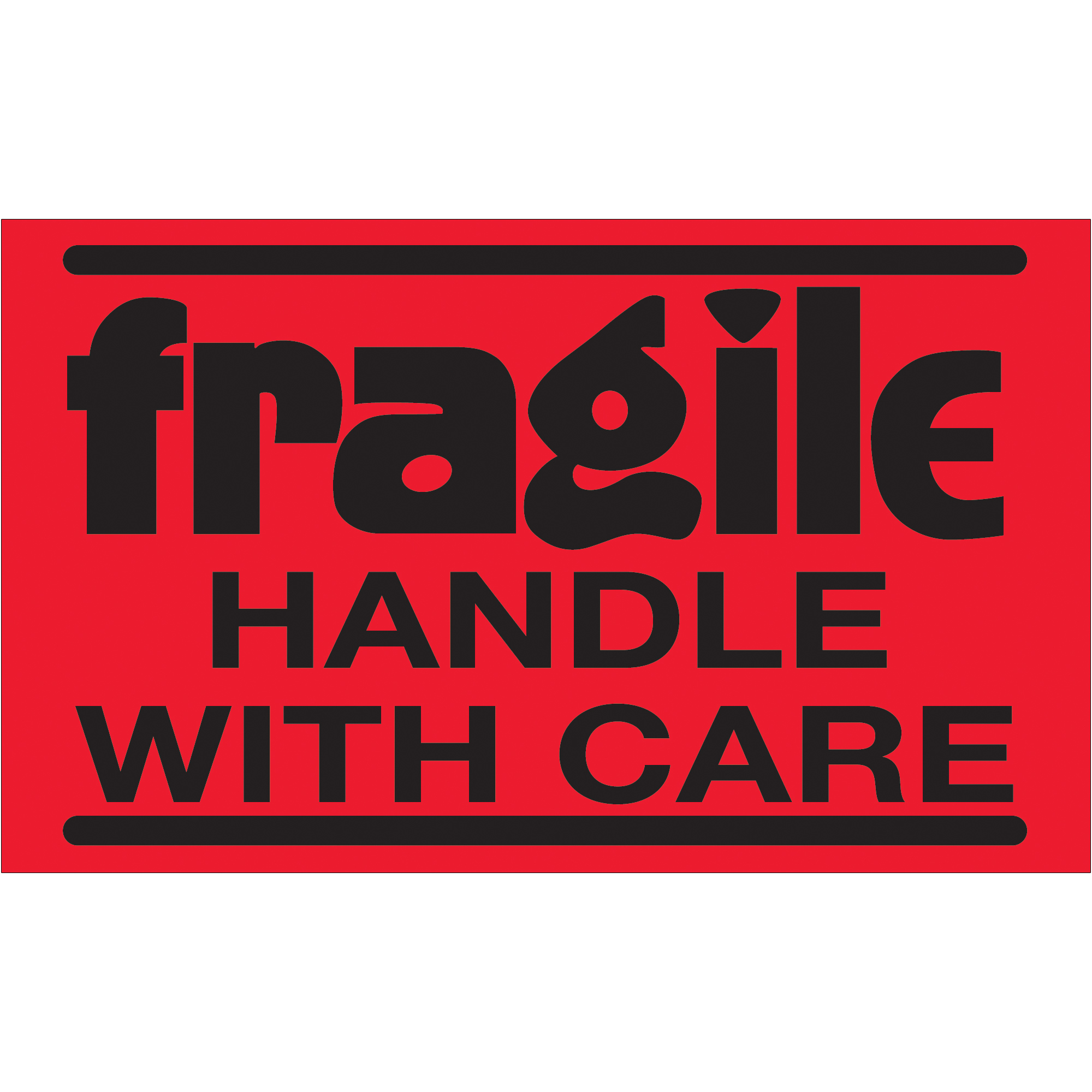 Tape Logic® Labels, "Fragile Handle With Care", 3" x 5", Fluorescent Red, 500/Roll