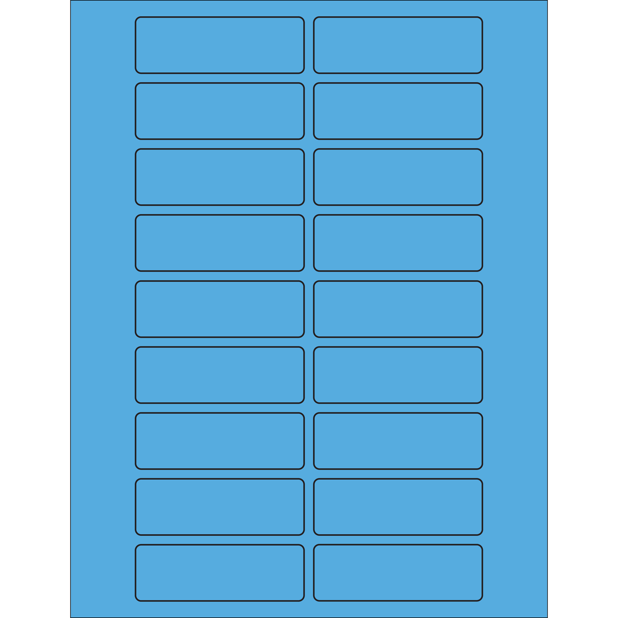 3 x 1" Fluorescent Blue Rectangle Laser Labels 100 SHEETS