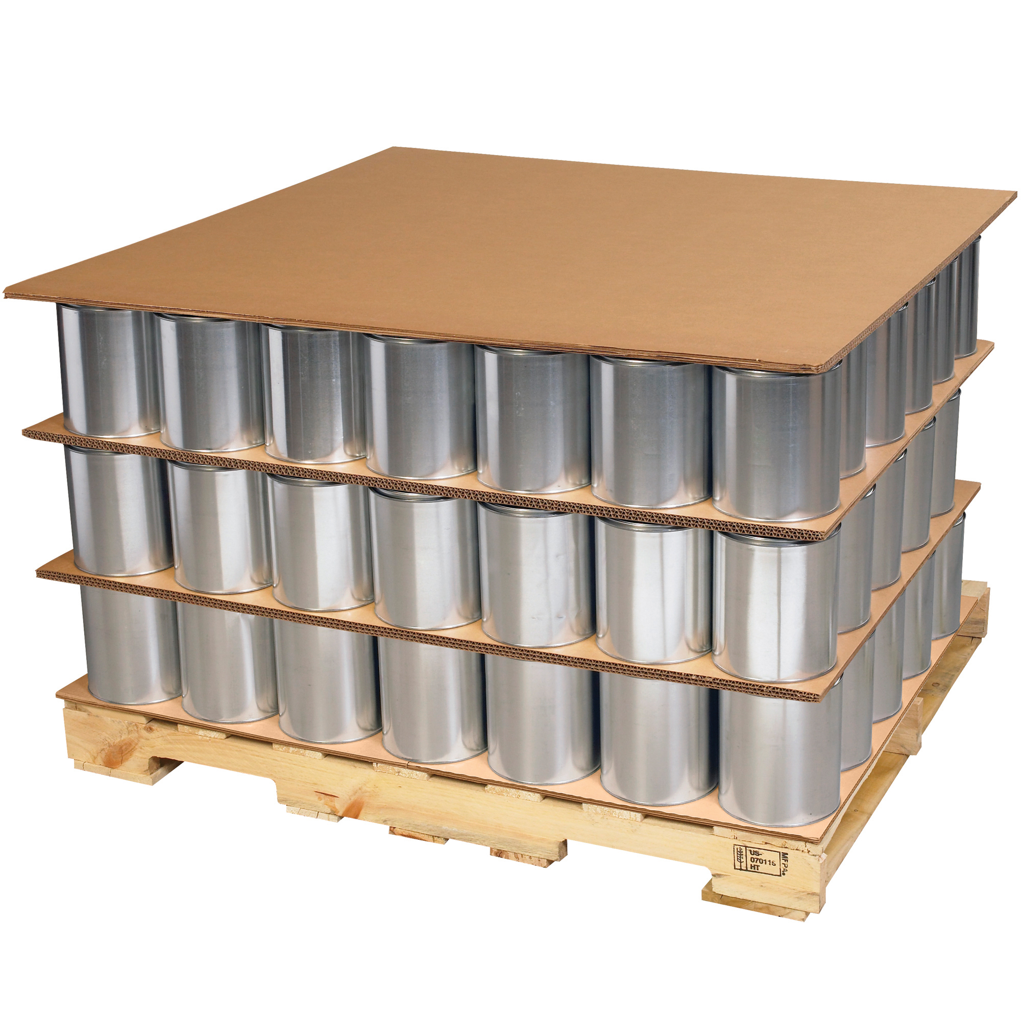 Triple Wall Corrugated Sheets, 48" x 48", Kraft, 5/Bundle; 70/Skid