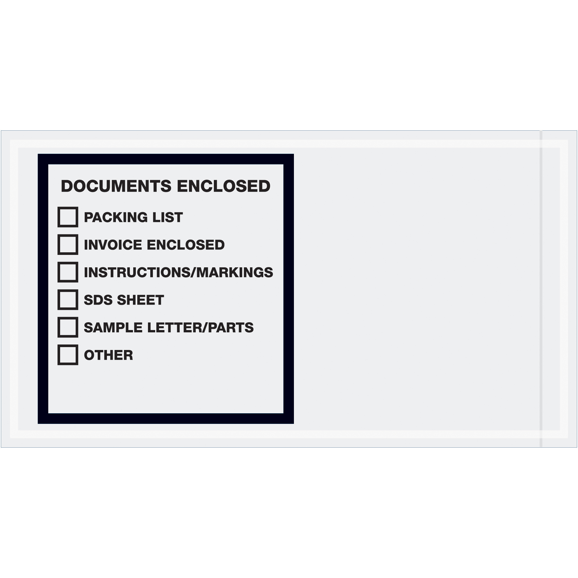 Tape Logic® Transportation Envelopes, "Documents Enclosed", 5 1/2" x 10", Printed Clear, 1000/Case