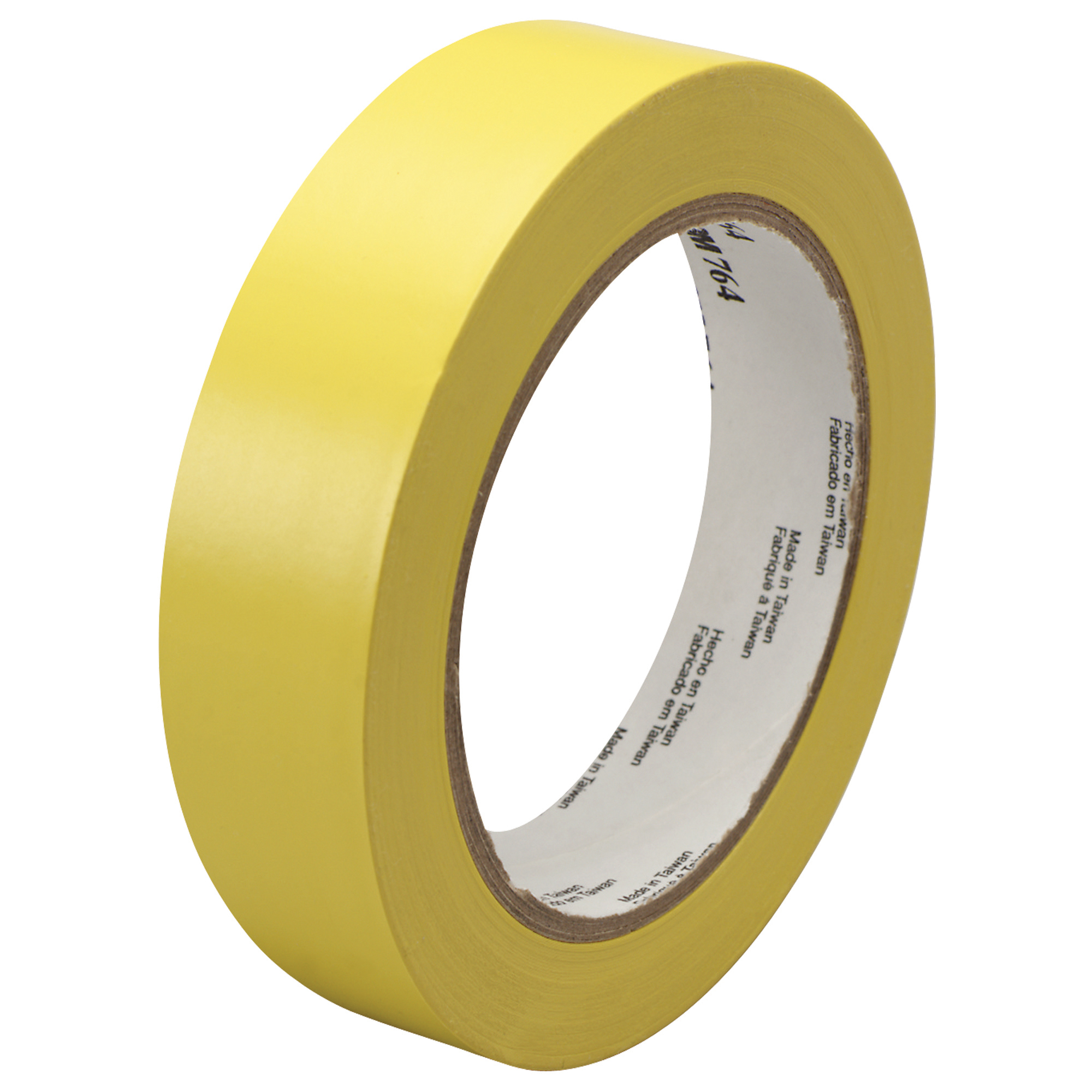 3M™ 764 Vinyl Tape, 5.0 Mil, 1" x 36 yds, Yellow, 36/Case