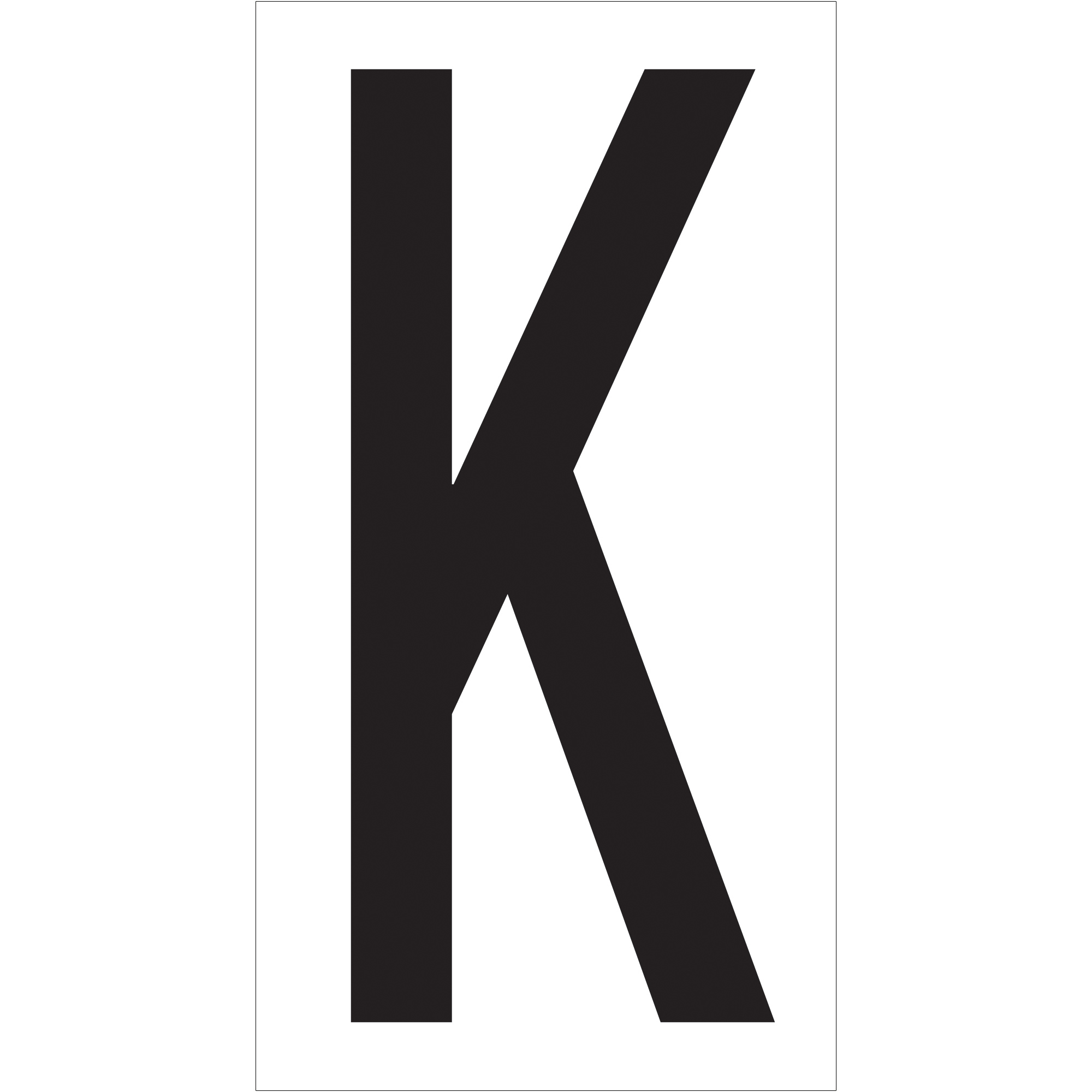 Vinyl Warehouse Letter Labels, "K", 3 1/2", Black/White, 50/Case