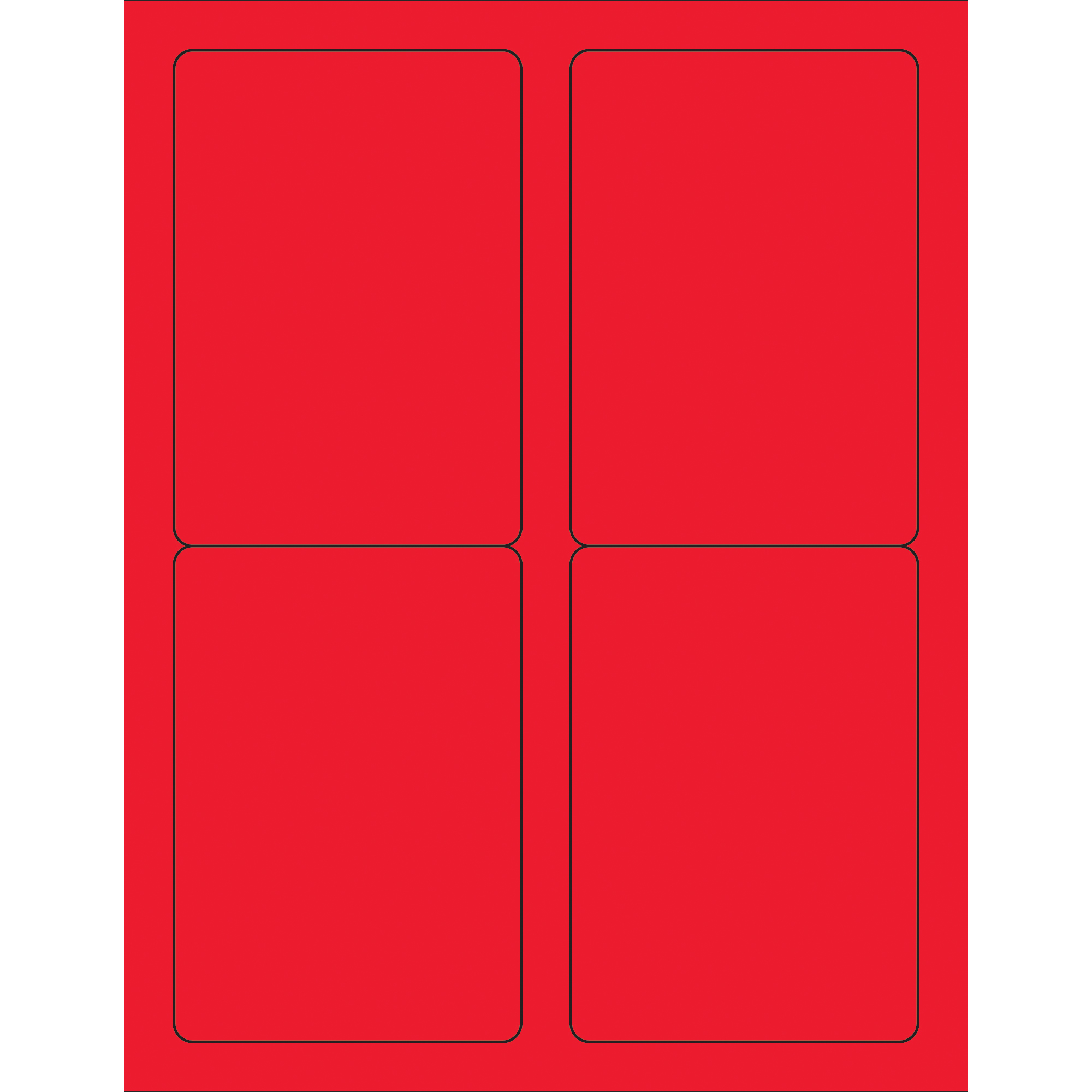Tape Logic® Rectangle Laser Labels, 3 1/2" x 5", Fluorescent Red, 400/Case